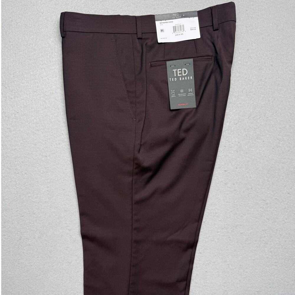 Ted Baker Men's Modern-Fit Stretch Wool-Blend suit pants Red 33x32 $200